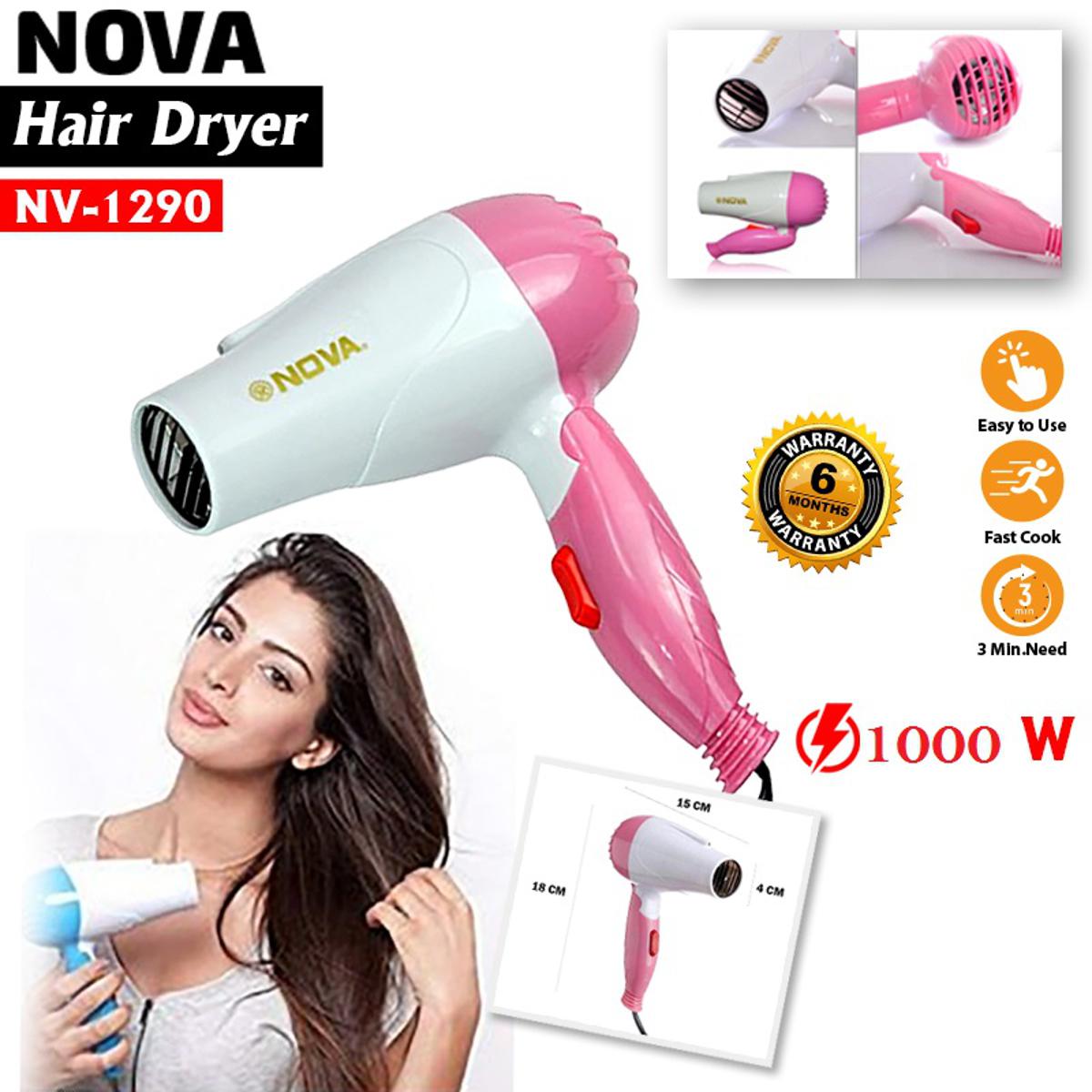 Nova Hair Dryer NV-1290 | Foldable Compact Hair Dryer for Quick Drying & Travel