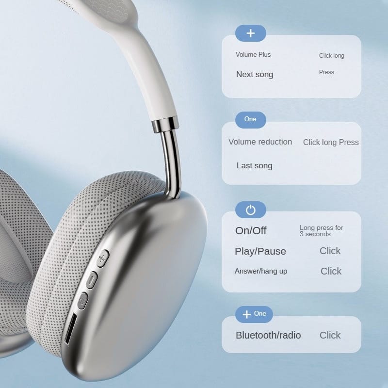 P9 Wireless Bluetooth Headphones | Over-Ear Stereo Headset with Cushioned Ear Cups