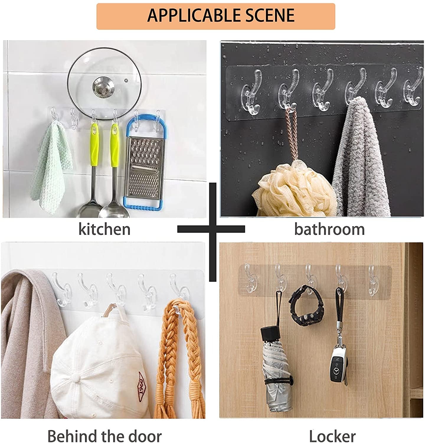 Transparent Sticky Hooks Strip | Heavy-Duty Waterproof Self-Adhesive Wall Hooks