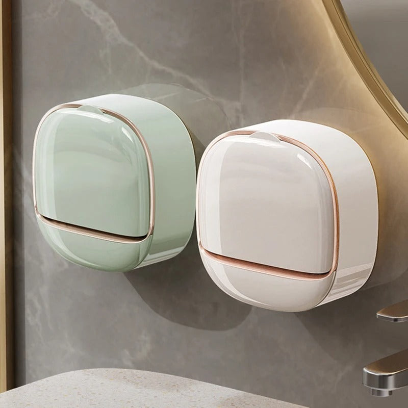 Wall-Mounted Soap Holder with Flip Cover | Space-Saving Bathroom Soap Dish