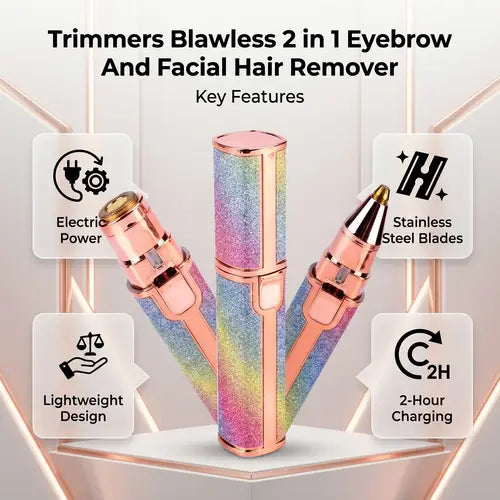 2-in-1 Eyebrow & Facial Hair Remover | Rechargeable Facial Trimmer for Women