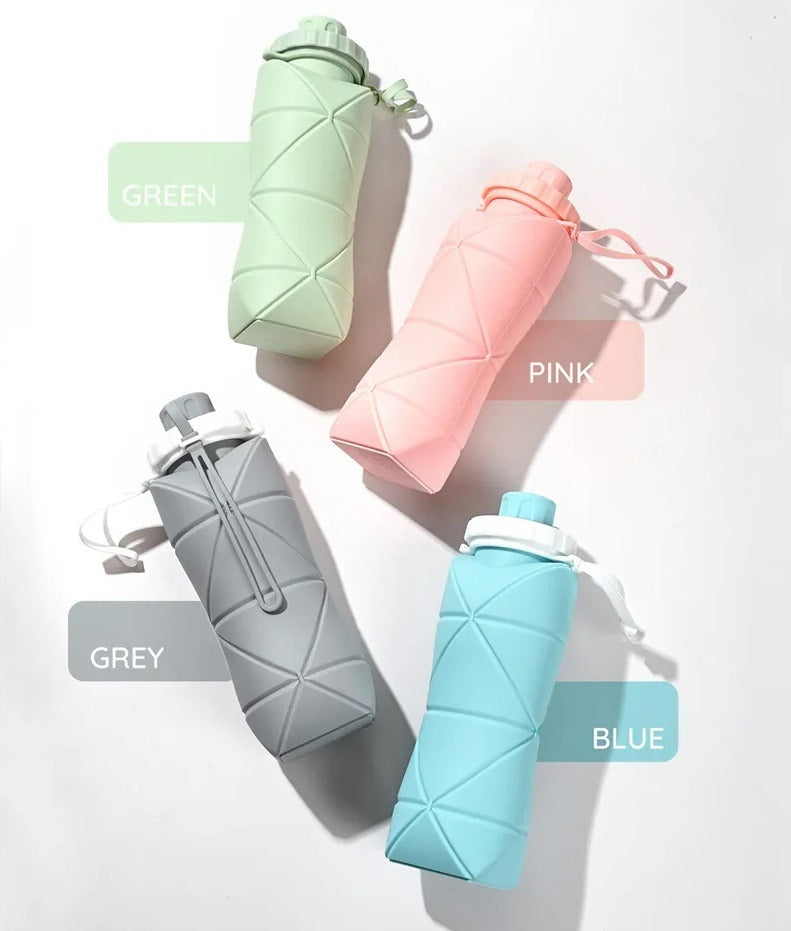 600ML Silicone Folding Water Bottle | Collapsible Travel & Gym Bottle