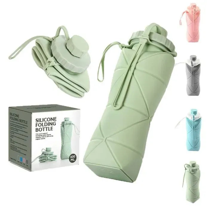 600ML Silicone Folding Water Bottle | Collapsible Travel & Gym Bottle