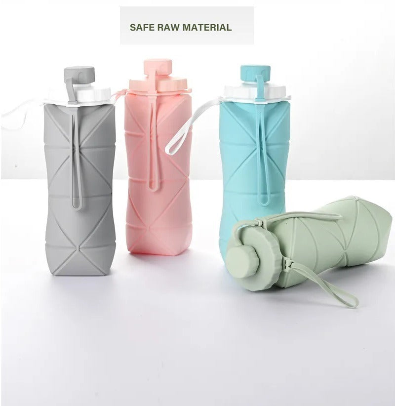 600ML Silicone Folding Water Bottle | Collapsible Travel & Gym Bottle