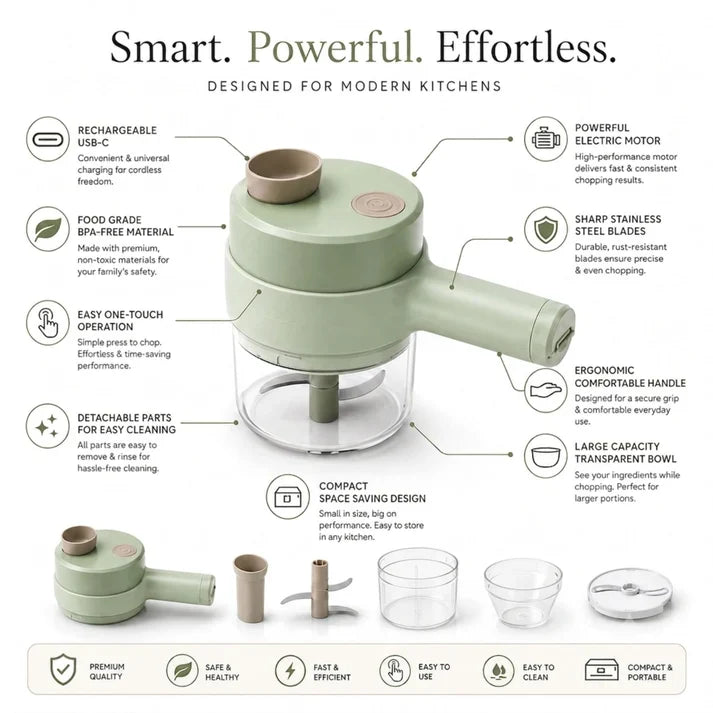 Electric Vegetable Cutter & Chopper | Handheld Multifunctional Food Slicer