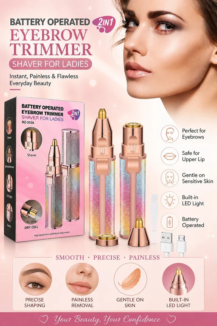 2-in-1 Eyebrow & Facial Hair Remover | Rechargeable Facial Trimmer for Women