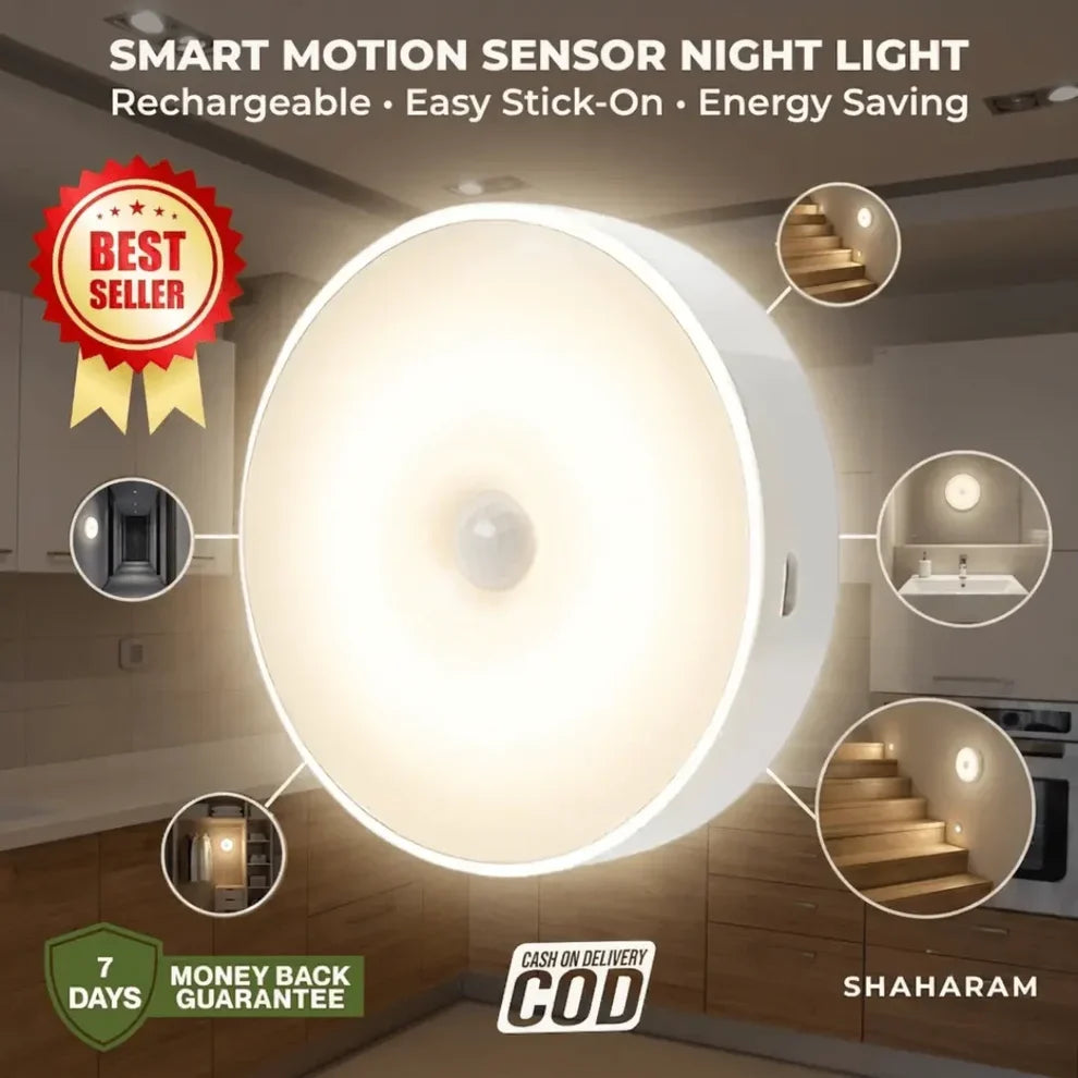 Rechargeable LED Sensor Light – Motion Sensor Night Lamp with Self-Adhesive Design