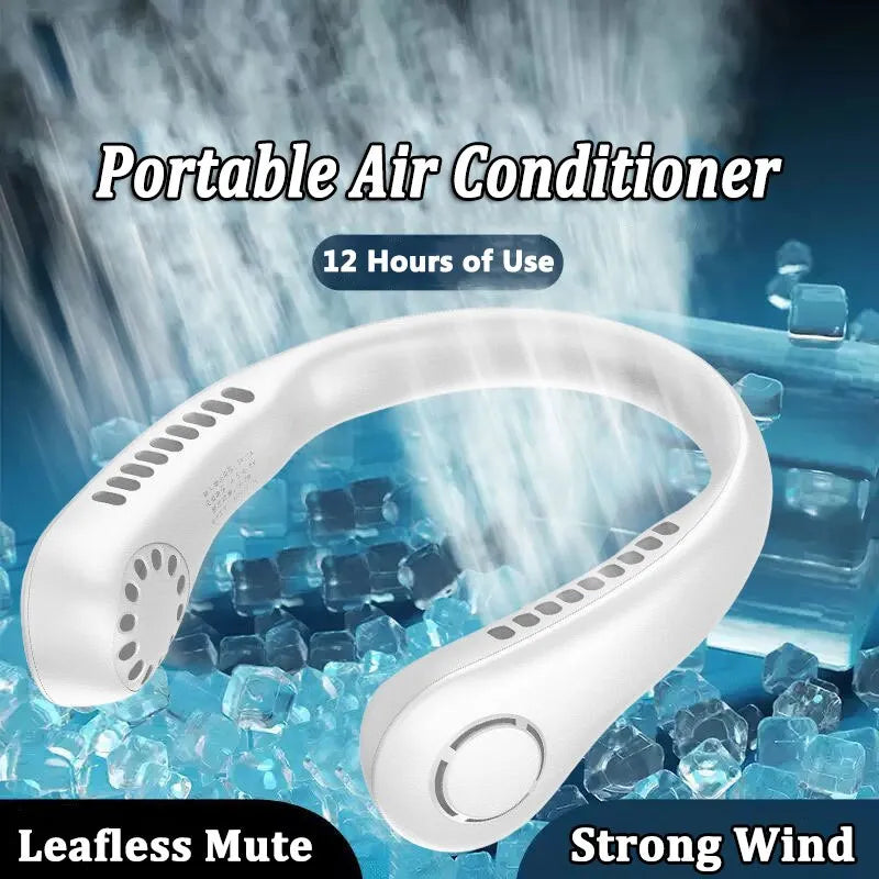 Premium Bladeless Neck Fan with Silicone Band | Wearable Personal Air Cooler