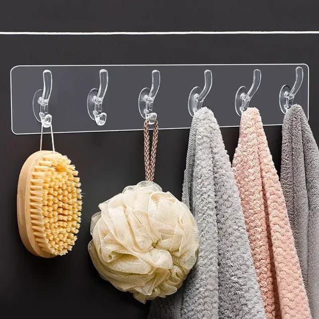 Transparent Sticky Hooks Strip | Heavy-Duty Waterproof Self-Adhesive Wall Hooks