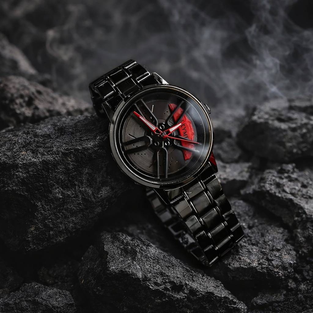 Men's Spinning Dial Watch | Stylish Rotating Wheel Quartz Wristwatch