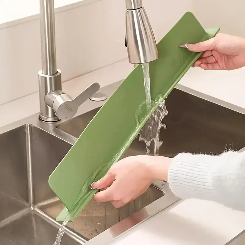 Silicone Sink Splash Guard with Double Suction Cups | Flexible Kitchen & Bathroom Sink Protector