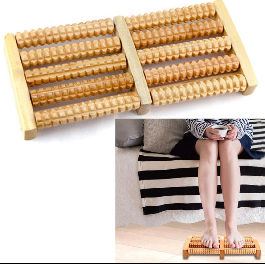 Wooden Roller Foot Massager | Natural Wood Foot Massage Roller for Relaxation