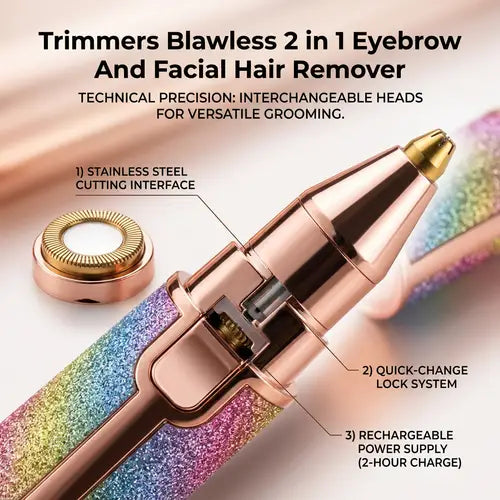 2-in-1 Eyebrow & Facial Hair Remover | Rechargeable Facial Trimmer for Women