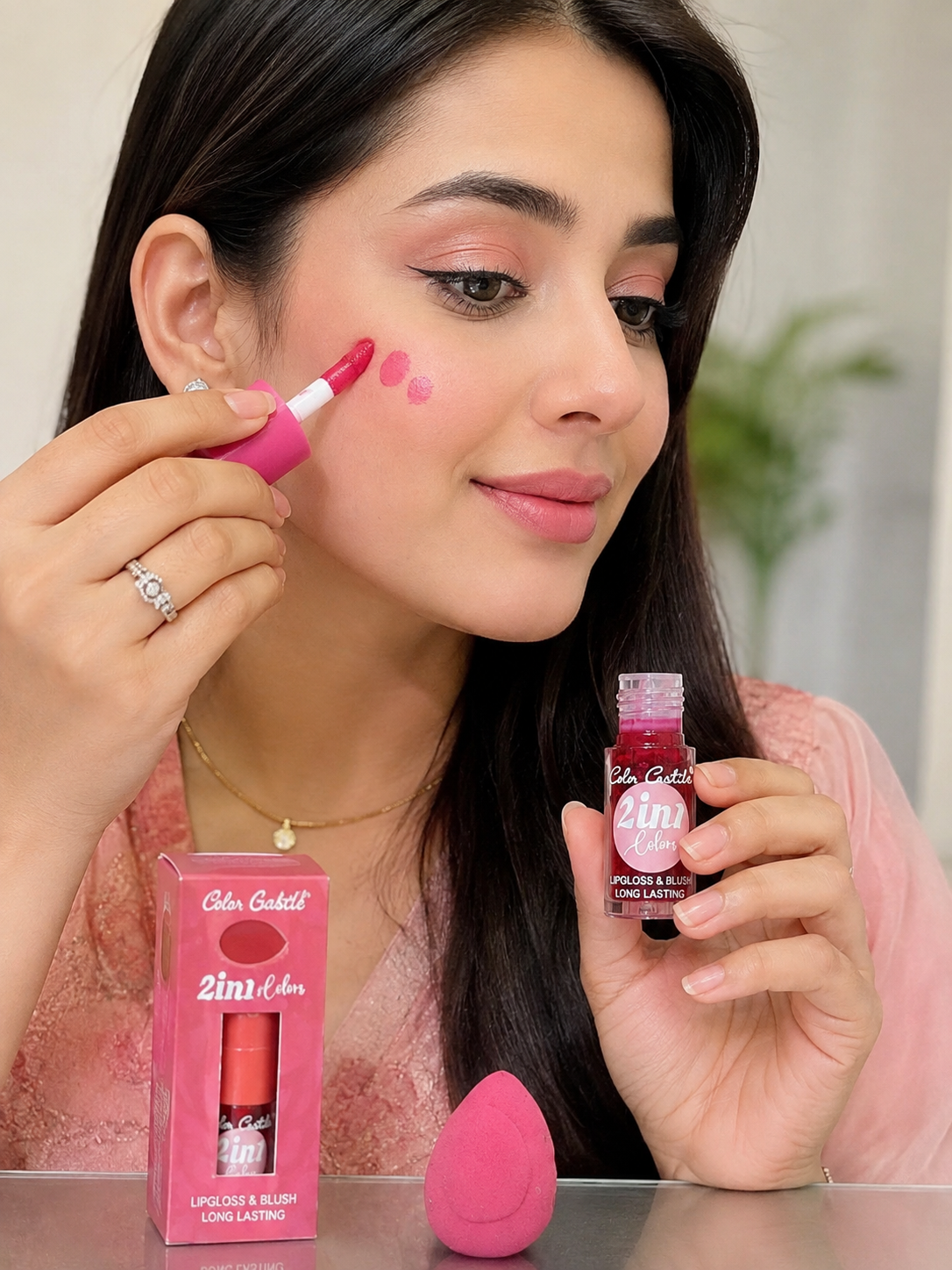 Color Castle 2-in-1 Makeup Combo – Liquid Blush & Beauty Blender