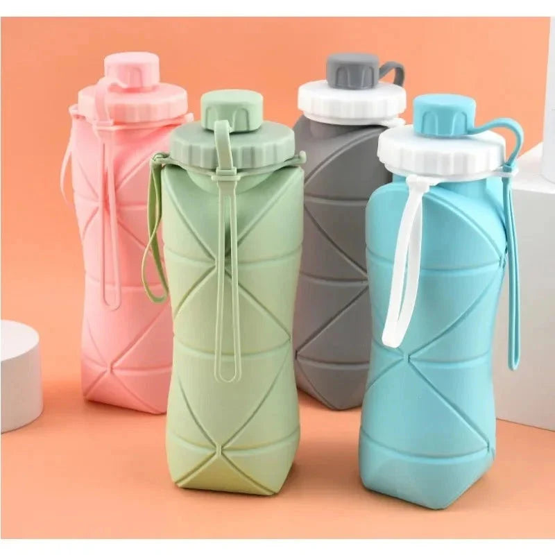 600ML Silicone Folding Water Bottle | Collapsible Travel & Gym Bottle
