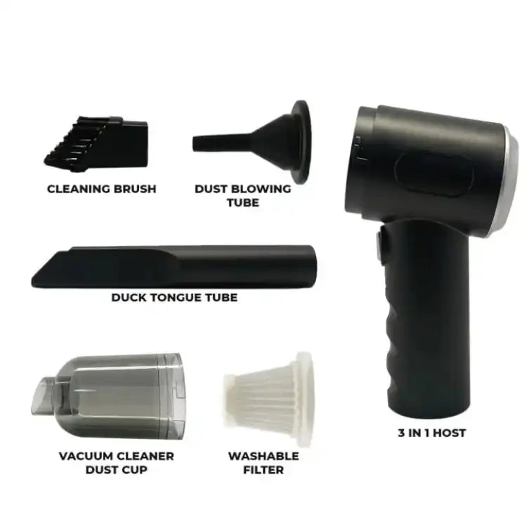 3-in-1 Portable Cordless Vacuum Cleaner & Air Duster for Car, Home & Electronics