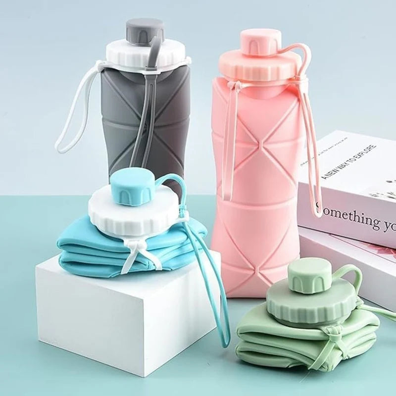 600ML Silicone Folding Water Bottle | Collapsible Travel & Gym Bottle