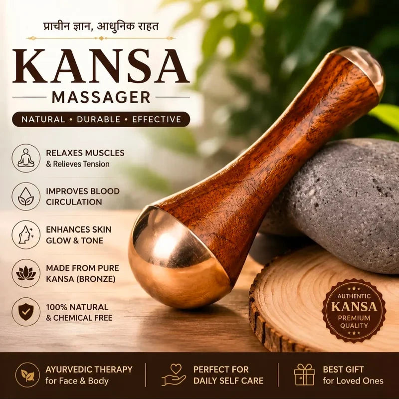 Kansa Wooden Massager for Face & Feet | Handheld Face Massage Tool