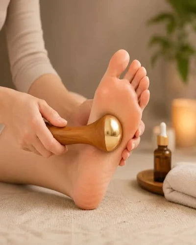 Kansa Wooden Massager for Face & Feet | Handheld Face Massage Tool