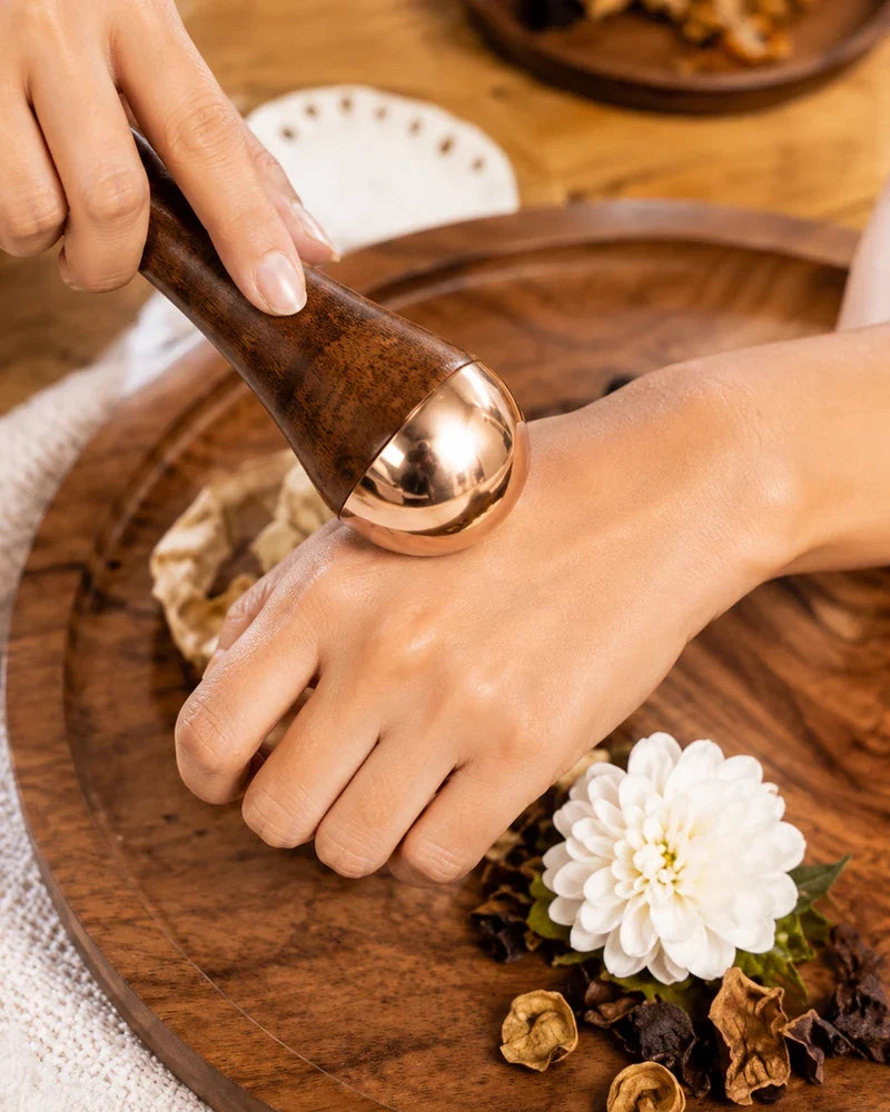 Kansa Wooden Massager for Face & Feet | Handheld Face Massage Tool